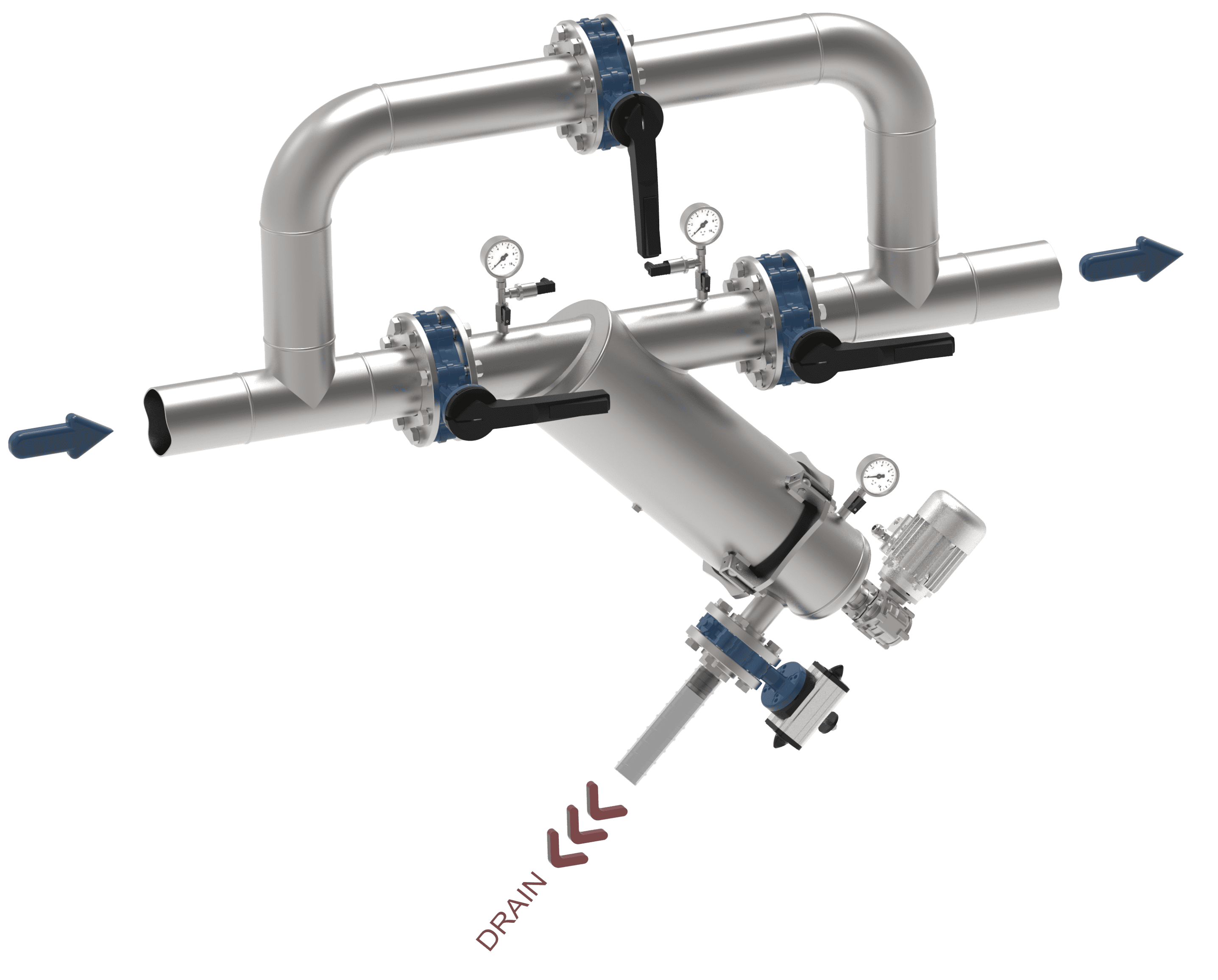 Typical WSAP Y filter installation with comprehensive setup
