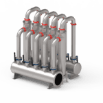 System of 5 TWFI with DN500 manifolds in stainless steel